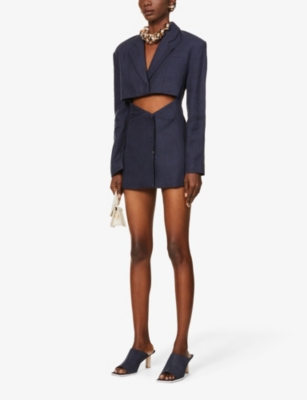 jacquemus arles cutout woven mini dress