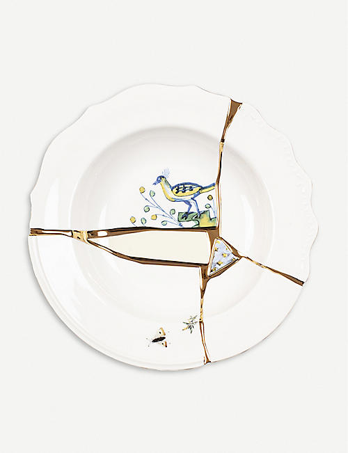 SELETTI: Marcantonio Kintsugi porcelain soup plate 22cm