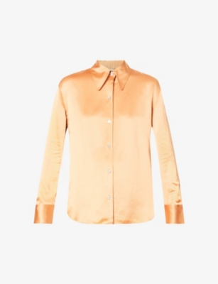 VINCE: Point-collar silk-satin shirt