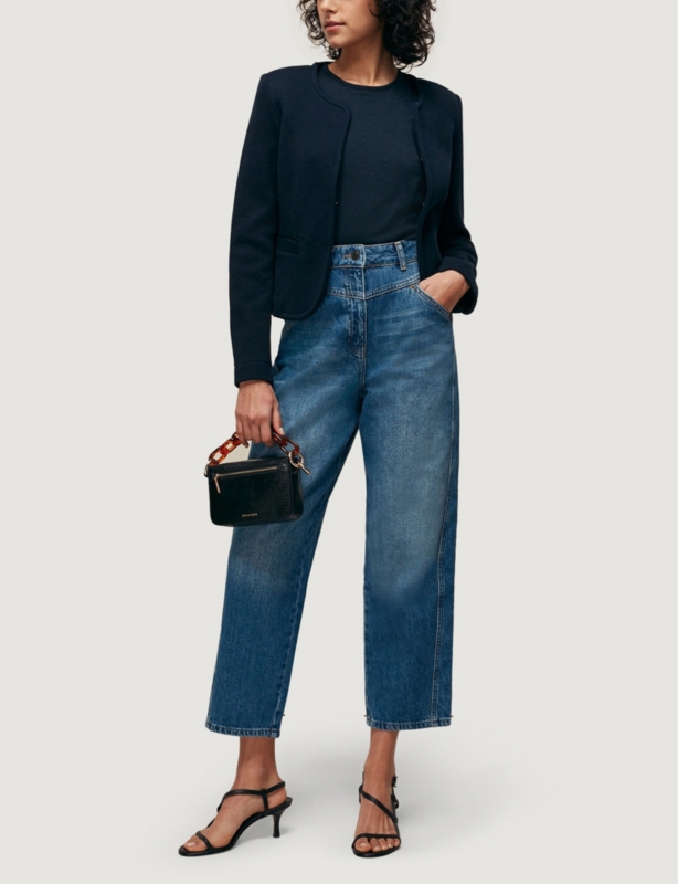 Collarless slim cotton jacket