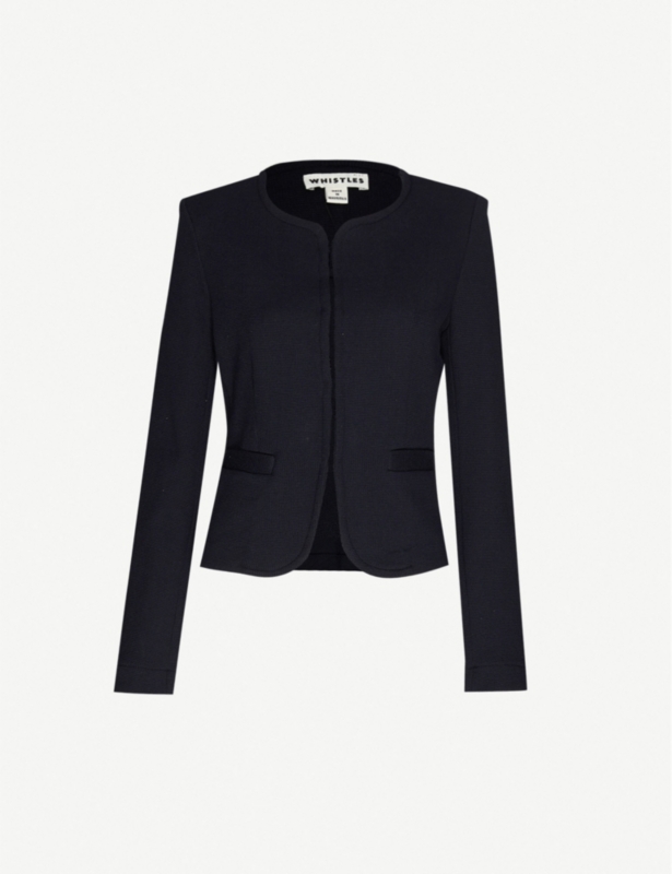 Collarless slim cotton jacket