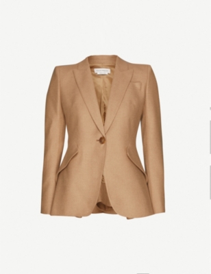 Alexander Mcqueen Single Breasted Camel Hair Blazer Selfridges Com