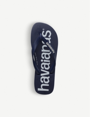 Shop Havaianas Top Logomania Rubber Flip-flops In Navy Blue