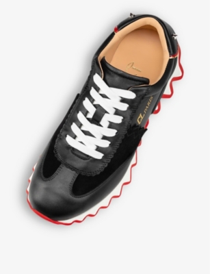 Shop Christian Louboutin Women's Black/loubi Loubishark Donna Leather Trainers