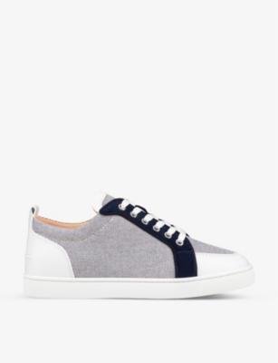 Christian Louboutin Rantulow Leather And Cotton Trainers In Version Navy