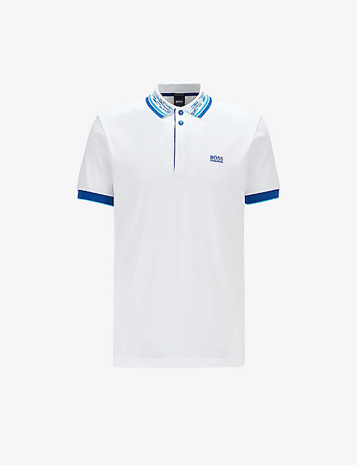 BOSS: Logo-embroidered slim-fit cotton-piqué polo shirt