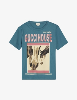 GUCCI - Horse-print cotton-jersey T 
