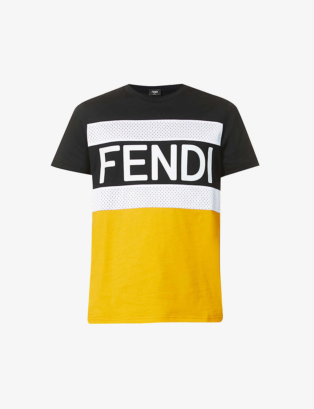 FENDI - Colour-blocked crewneck cotton-jersey T-shirt | Selfridges.com