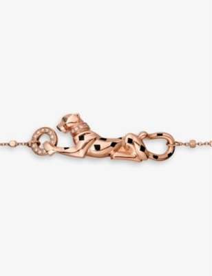 CARTIER: Panthère de Cartier 18ct rose-gold, tsavorite garnet and 0.07ct diamond bracelet