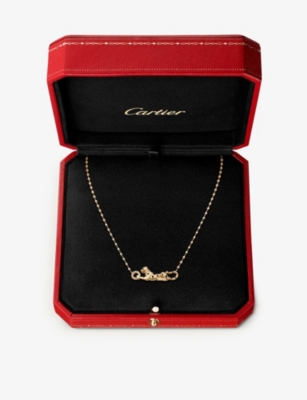 CARTIER: Panthère de Cartier 18ct yellow-gold, diamond, tsavorite garnet and black lacquer necklace