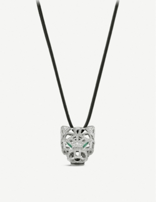 CARTIER: Panthère de Cartier 18ct white gold, emerald, onyx and 0.93ct diamond necklace