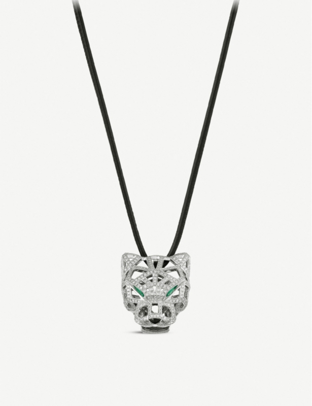 Panthère de Cartier 18ct white gold, emerald, onyx and 0.93ct diamond necklace