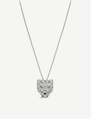 CARTIER: Panthère de Cartier 18ct white gold, emerald, onyx and 0.93ct diamond necklace