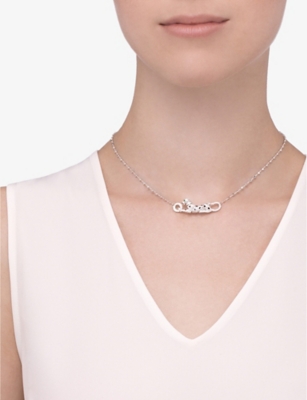 CARTIER: Panthère de Cartier 18ct white-gold, lacquer, emerald and diamond necklace