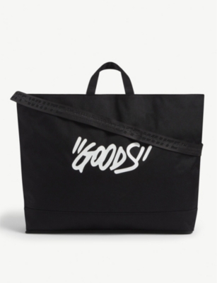 off white black and white bag