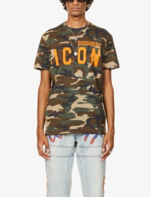 Icon camo-print branded jersey T-shirt 