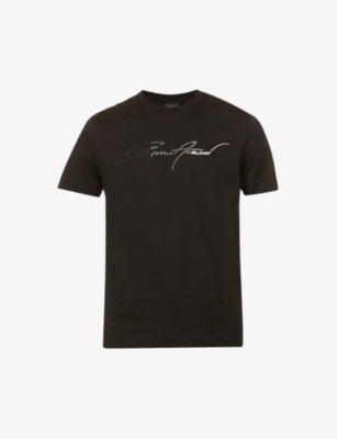 Signature-print cotton-jersey T-shirt 