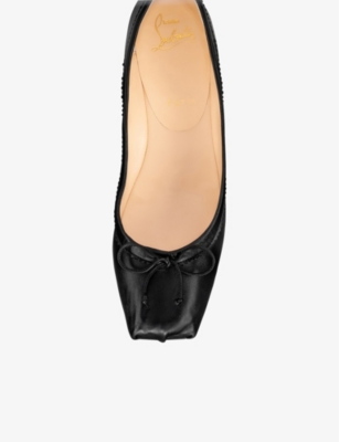 Christian Louboutin Mamadrague Napa Bow Red Sole Ballerina Flats In Black