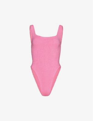 Hunza G Classic Seersucker-weave Swimsuit In Bubblegum