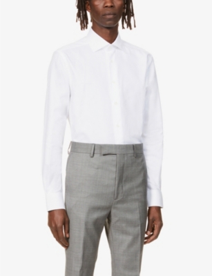 Corneliani Mens White Royal Regular-fit Cotton Oxford Shirt 15