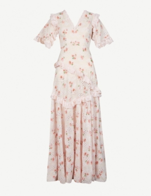 embroidered cotton maxi dress