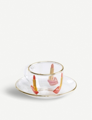 SELETTI: Seletti wears TOILETPAPER Tongue printed glass coffee set