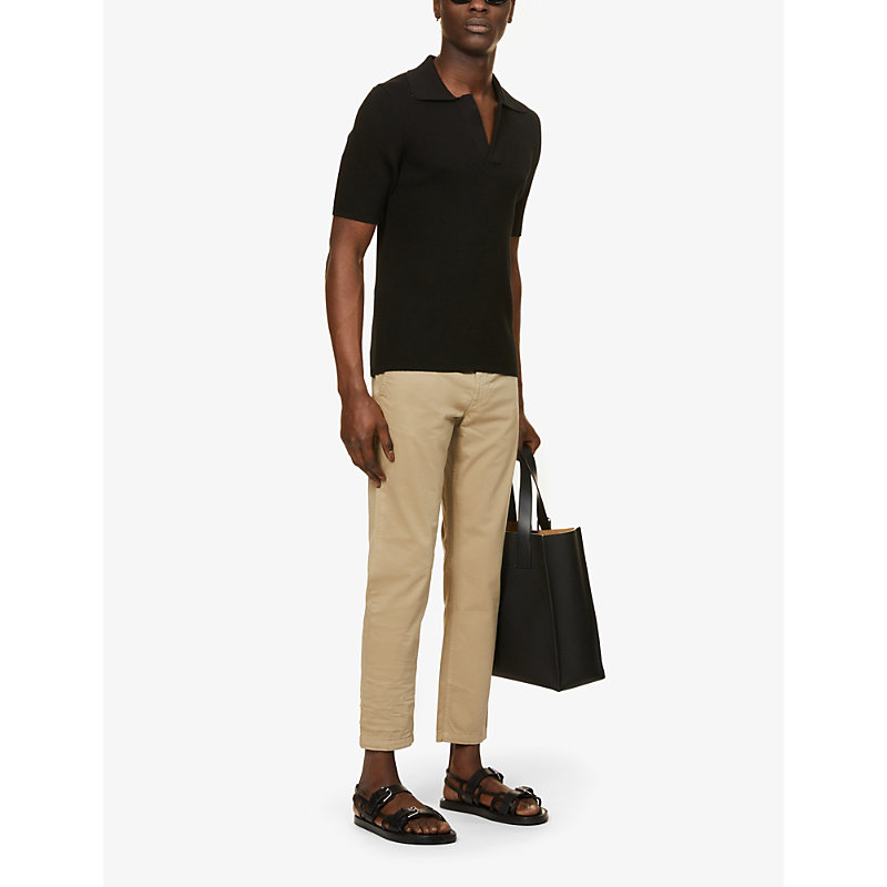 Shop Hugo Boss Boss Men's Light/pastel Brown Tapered Slim-fit Stretch-cotton Trousers