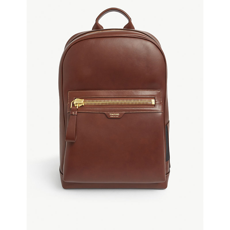 Tom Ford Smooth Leather Backpack In Tan