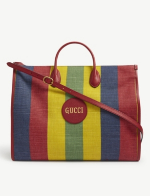 GUCCI - Merida stripe linen tote bag | Selfridges.com