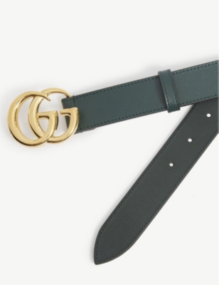 GUCCI - GG logo leather and suede belt 