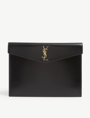 SAINT LAURENT UPTOWN LEATHER ENVELOPE POUCH