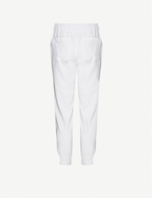 Shop Bella Dahl Womens White Easy Cropped High-rise Woven Jogging Bottoms