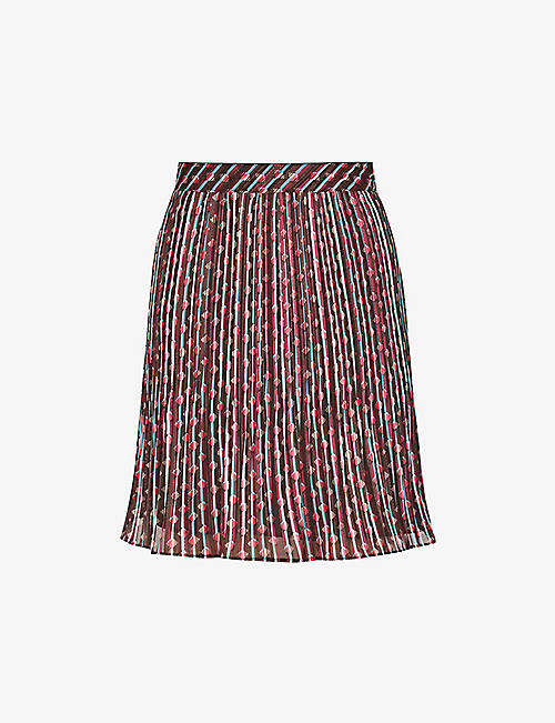 REISS: Alani geometric-print crepe mini skirt
