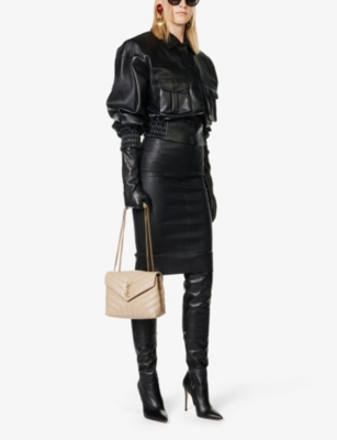 Shop Saint Laurent Womens Dark Beige Loulou Quilted Leather Shoulder Bag