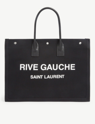 SAINT LAURENT Noe Cabas Rive Gauche branded canvas tote bag