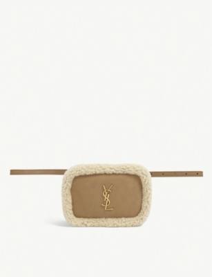 Saint Laurent Lou Monogram Suede And Shearling Belt Bag Selfridges Com