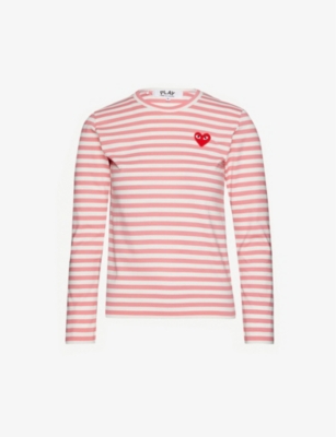 cdg red striped shirt