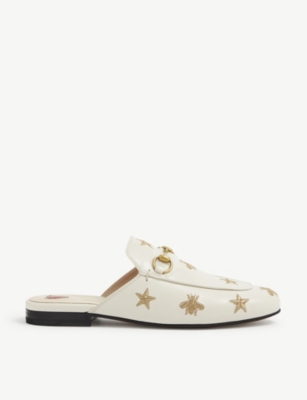 leather loafer with bee