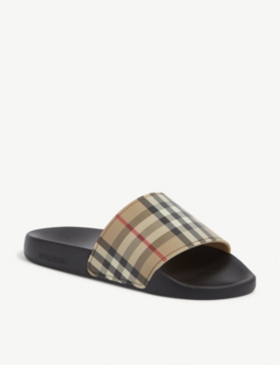 BURBERRY Furley check-print rubber sliders