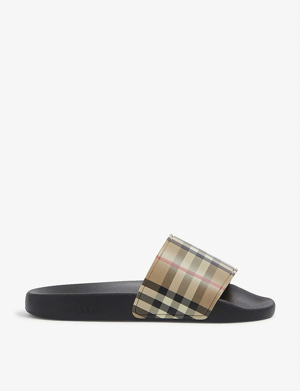 Shop Burberry Womens Beige Furley Check-print Rubber Sliders In White