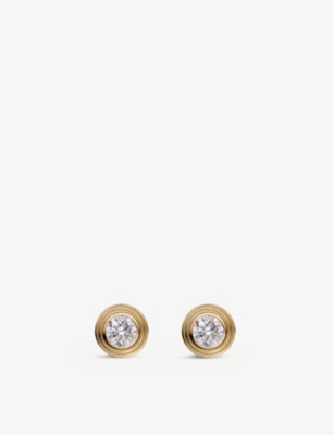Shop Cartier Womens Yellow Gold D'amour Small 18ct Yellow-gold And 0.09ct Brilliant-cut Diamond Stud Earr