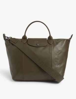 Le Pliage Cuir medium leather tote bag 