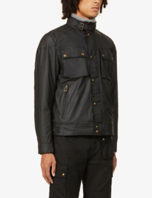 Belstaff Racemaster Waxed Cotton Blend Jacket In Navy