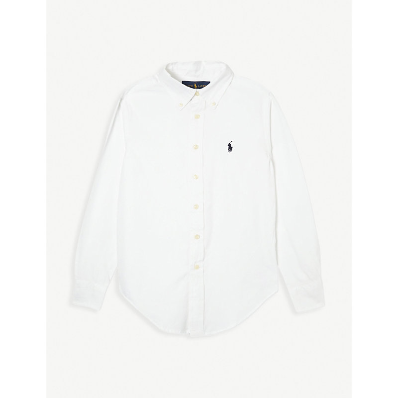 Ralph Lauren Boys White Kids Custom Fit Long-sleeve Shirt 2-16 Years In Nero