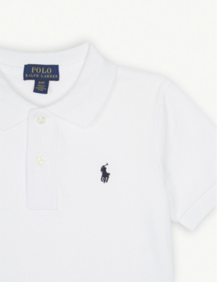 Shop Ralph Lauren Boys White Kids Logo-embroidered Cotton Polo Shirt 2-14 Years In Nero