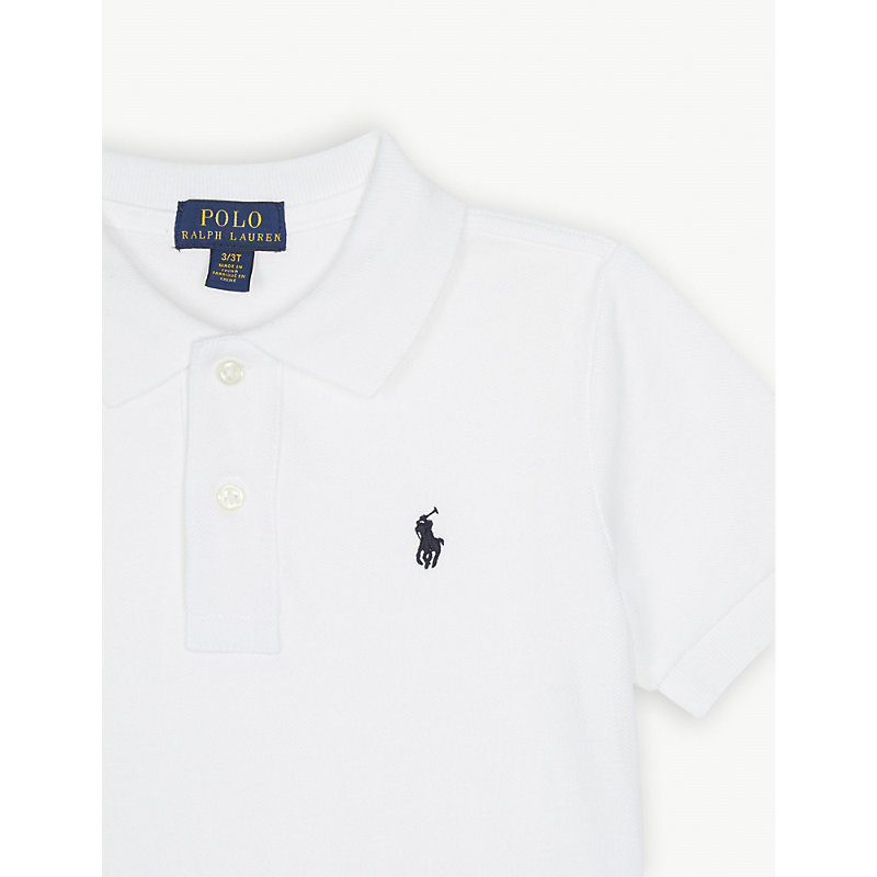 Shop Ralph Lauren Boys White Kids Logo-embroidered Cotton Polo Shirt 2-14 Years In Nero