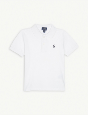 Shop Ralph Lauren Boys White Kids Logo-embroidered Cotton Polo Shirt 2-14 Years In Nero