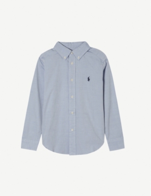 Ralph Lauren Boys Blue Kids Logo-embroidered Cotton Long-sleeve Shirt 2-4 Years