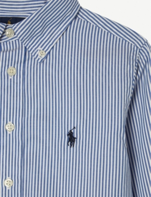 Shop Ralph Lauren Boys' Logo-embroidered Cotton Long-sleeve Shirt In Nero