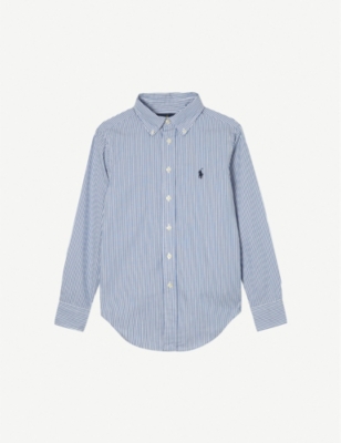 Ralph Lauren Kids' Logo-embroidered Cotton Long-sleeve Shirt 5-16 Years In Nero